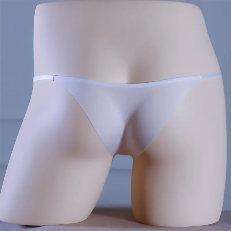 Quick Drying Ice Silk Thong Men's Panties Sexy U Bulge Pouch G-String Lingeries One Piece Underwear Low Waist Traceless Panties