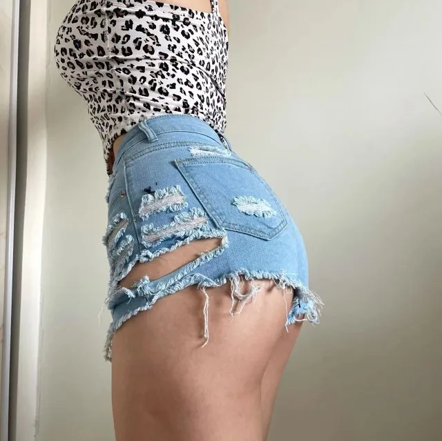 ハイウエストまたはスキニーデニムジーンズ レディース セクシーなウエスト コットン ハイストレッチ ヒップアップ 不規則な穴 春秋