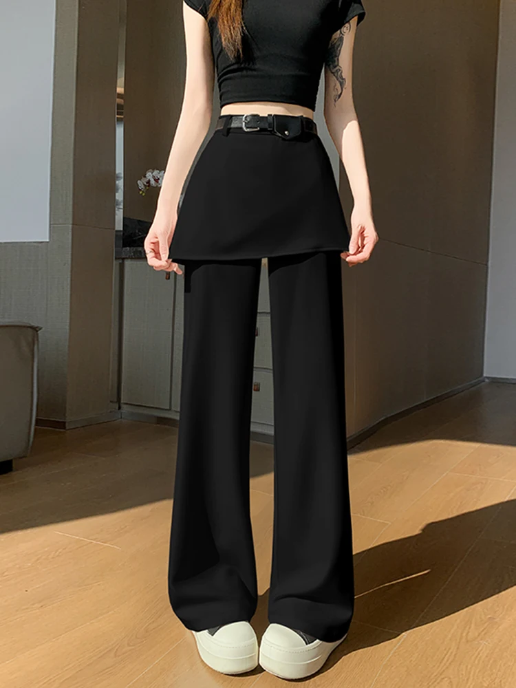

High Waist Straight Leg Wide Leg Pants Women's Suit Casual Trousers Korean Sle High Waist Slimming Floor Length
