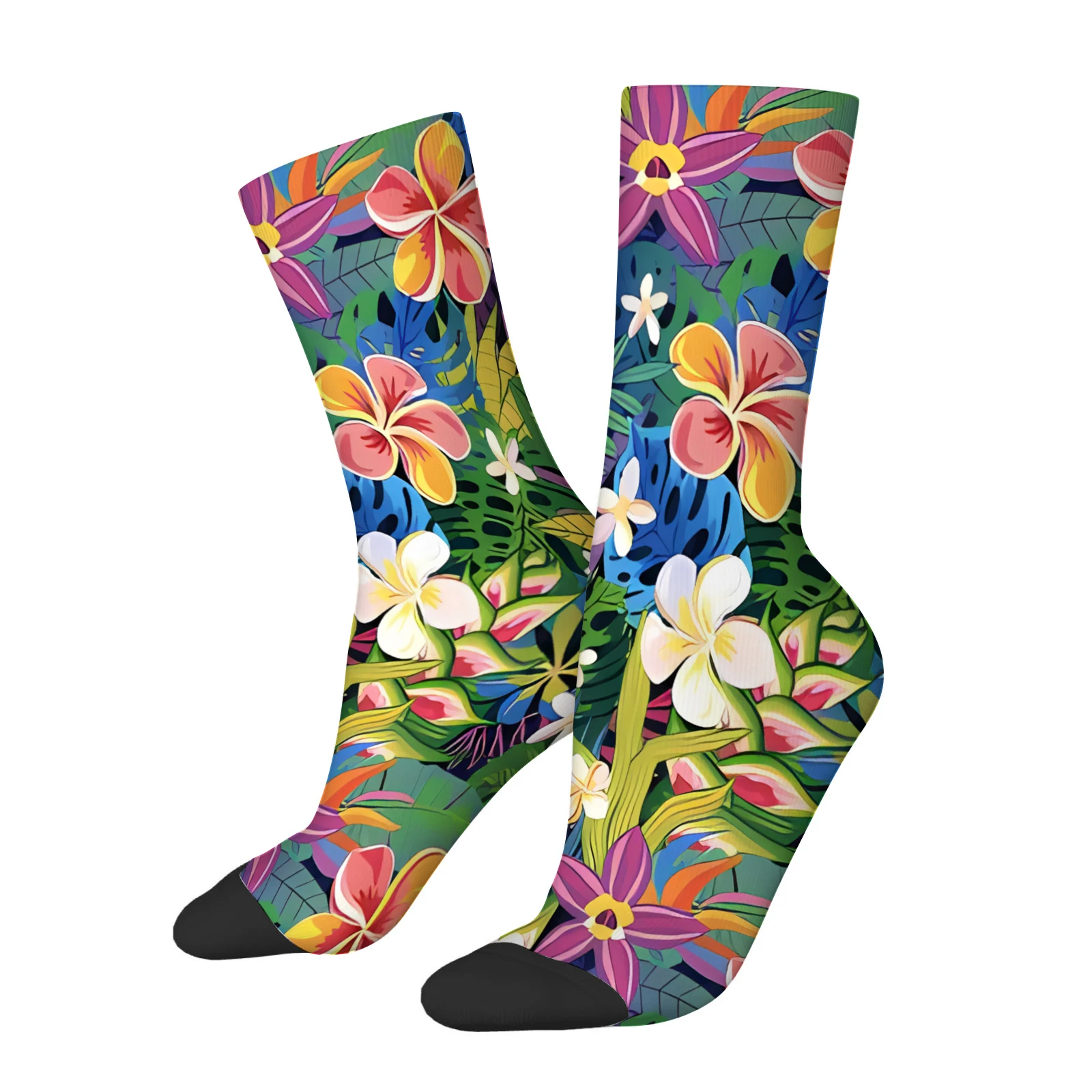 

Unisex Retro Tone Tropical Plant Printed Crew Socks Vintage Casual Style Cotton Long Socks Daily Fashion Socks