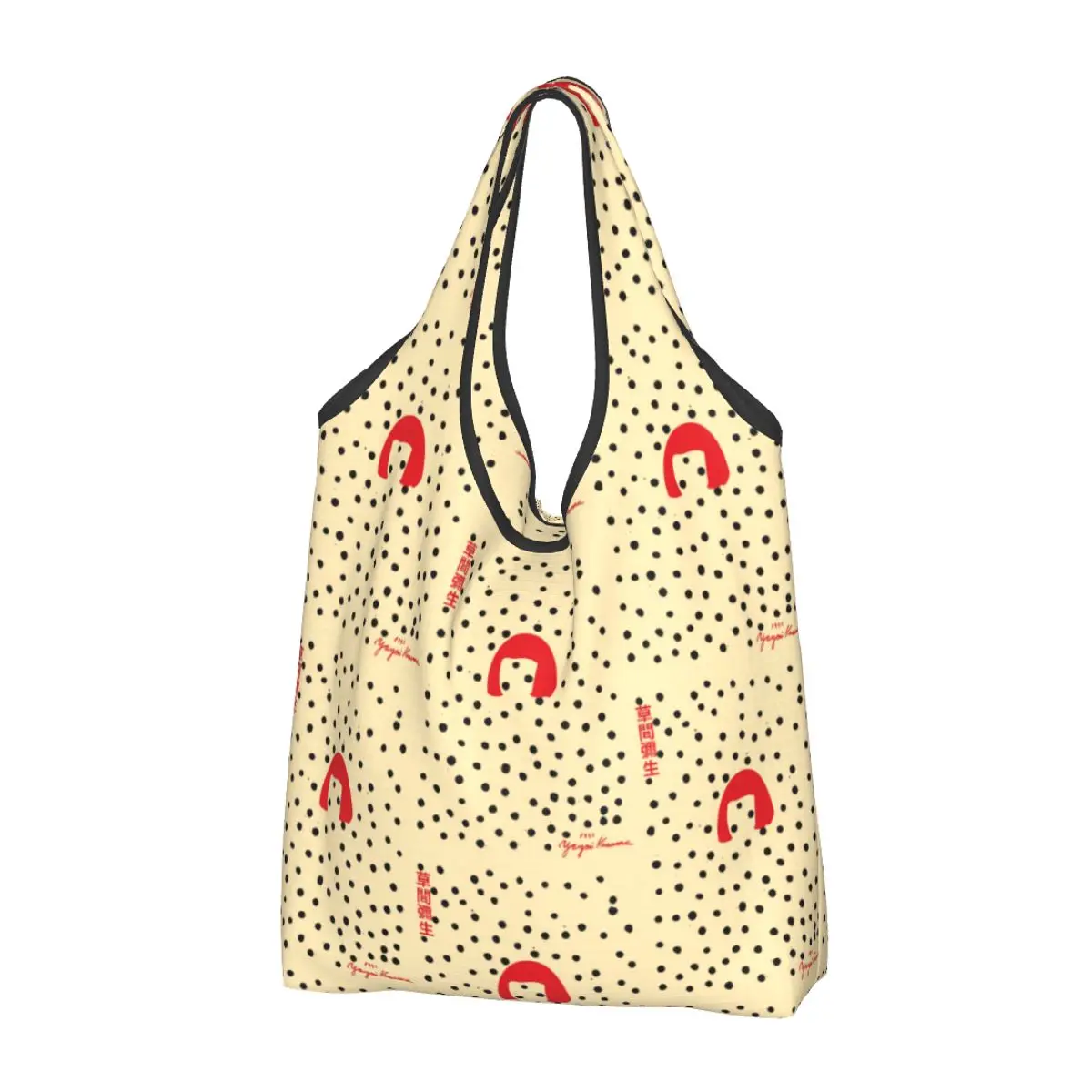 Yayoi Kusama Groceries Shopping Bags Kawaii Shopper Tote Shoulder Bag Large Capacity Portable Abstract Painting Handbag