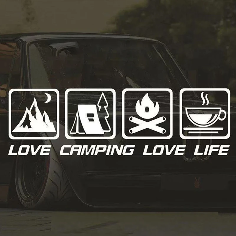 Наклейки для автомобиля CANPING LOVE LIFE, наклейки для кемпинга, костра, приключения, украшения кузова мотоцикла, наклейки для кофе, водонепроницаемые