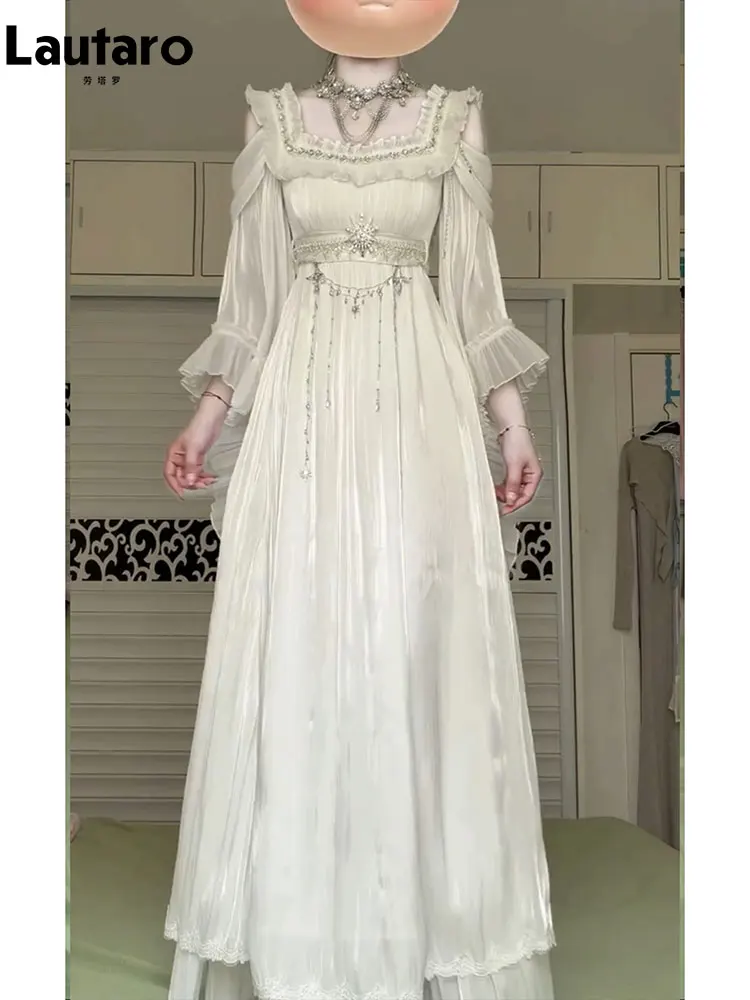 Lautaro Spring  Luxury Elegant Evening Party Wedding Ruffled Soft Fairy Vintage Court-Style Dresses for Women 2026 Maxi Dress