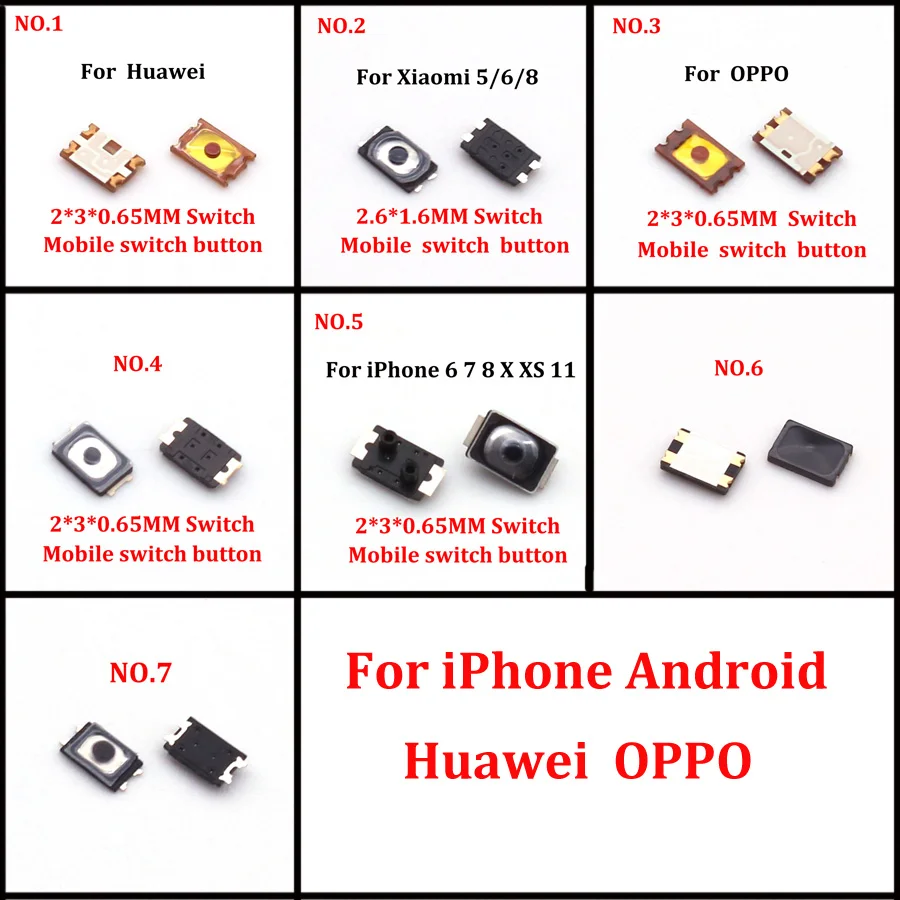 10Pcs/Lot Tactile Push Button Switch Tact Micro Switch SMD On Off Inner Button for iPhone Android Huawei Mi OPPO Mobile Phone