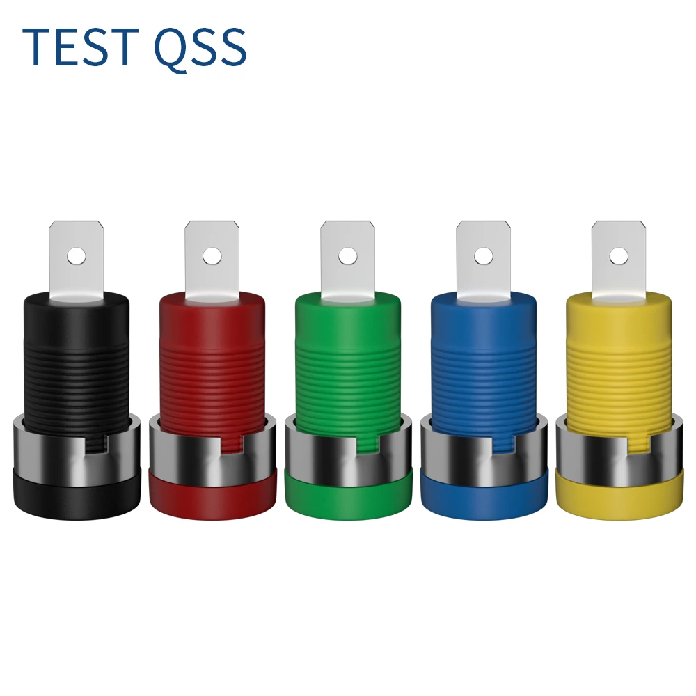 QSS 10PCS 4MM Banana Socket Binding Post Nut Banana Plug Jack Electrical Connector Terminal Test Hole DIY Parts Q.40017