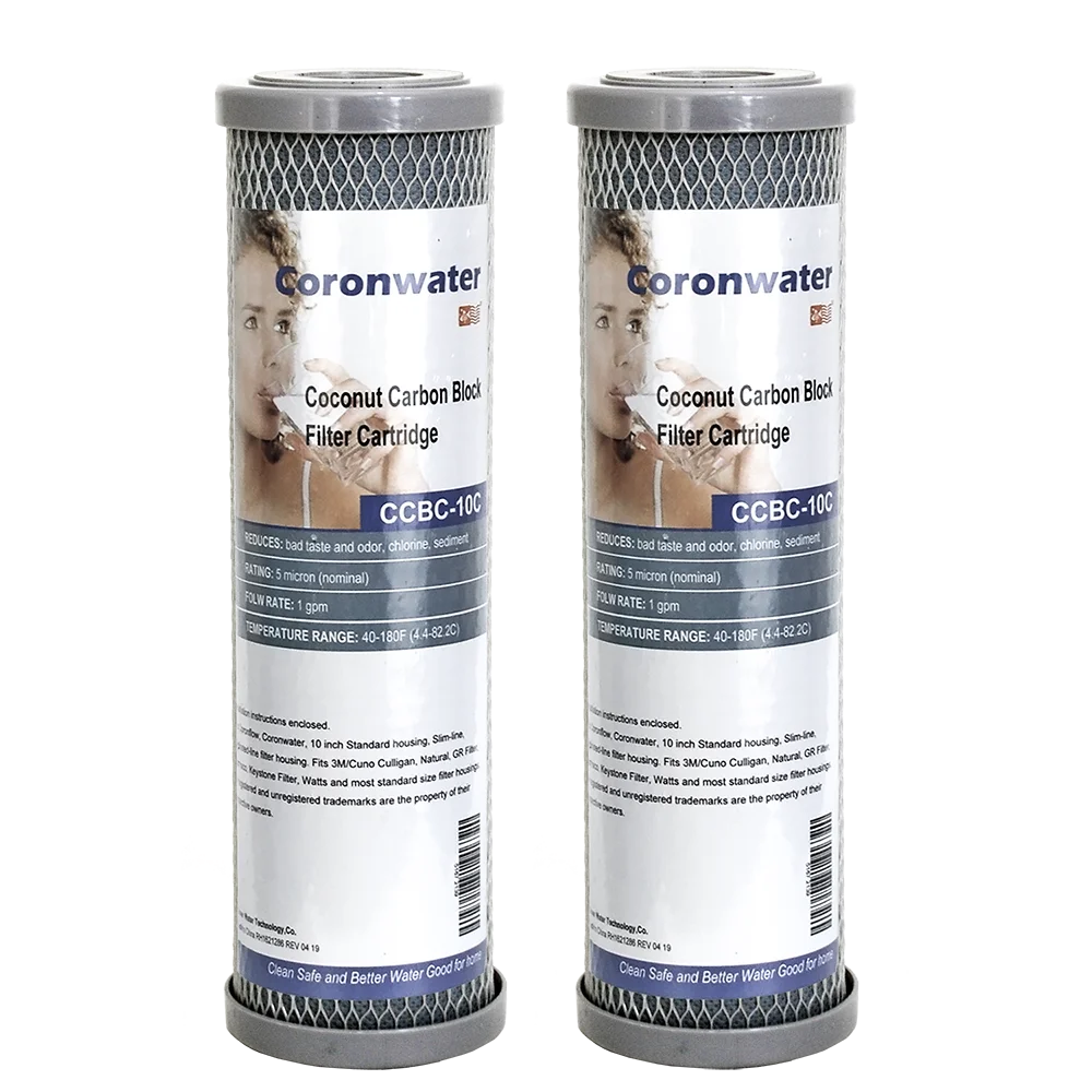 Coronwater CCBC-10C Water Filter Kokosnoot Actieve Kool Blok Ro Vervanging Water Filter Cartridge