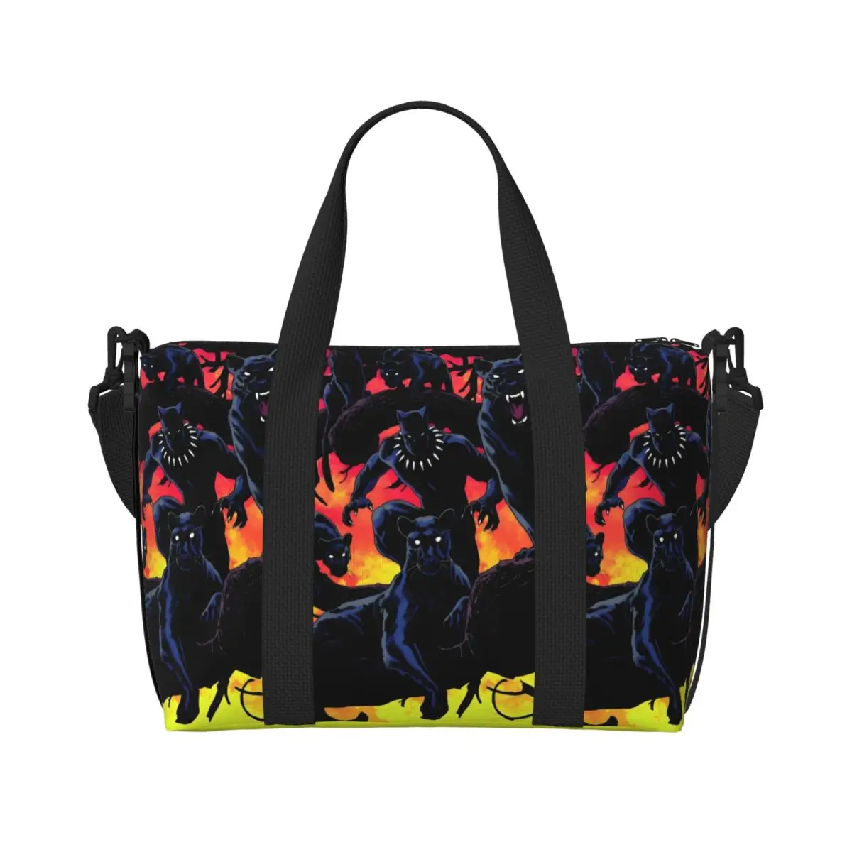 

Custom Black Panther Grocery Tote Shopping Bags Women Big Capacity Superhero Film Beach Gym Travel Bags