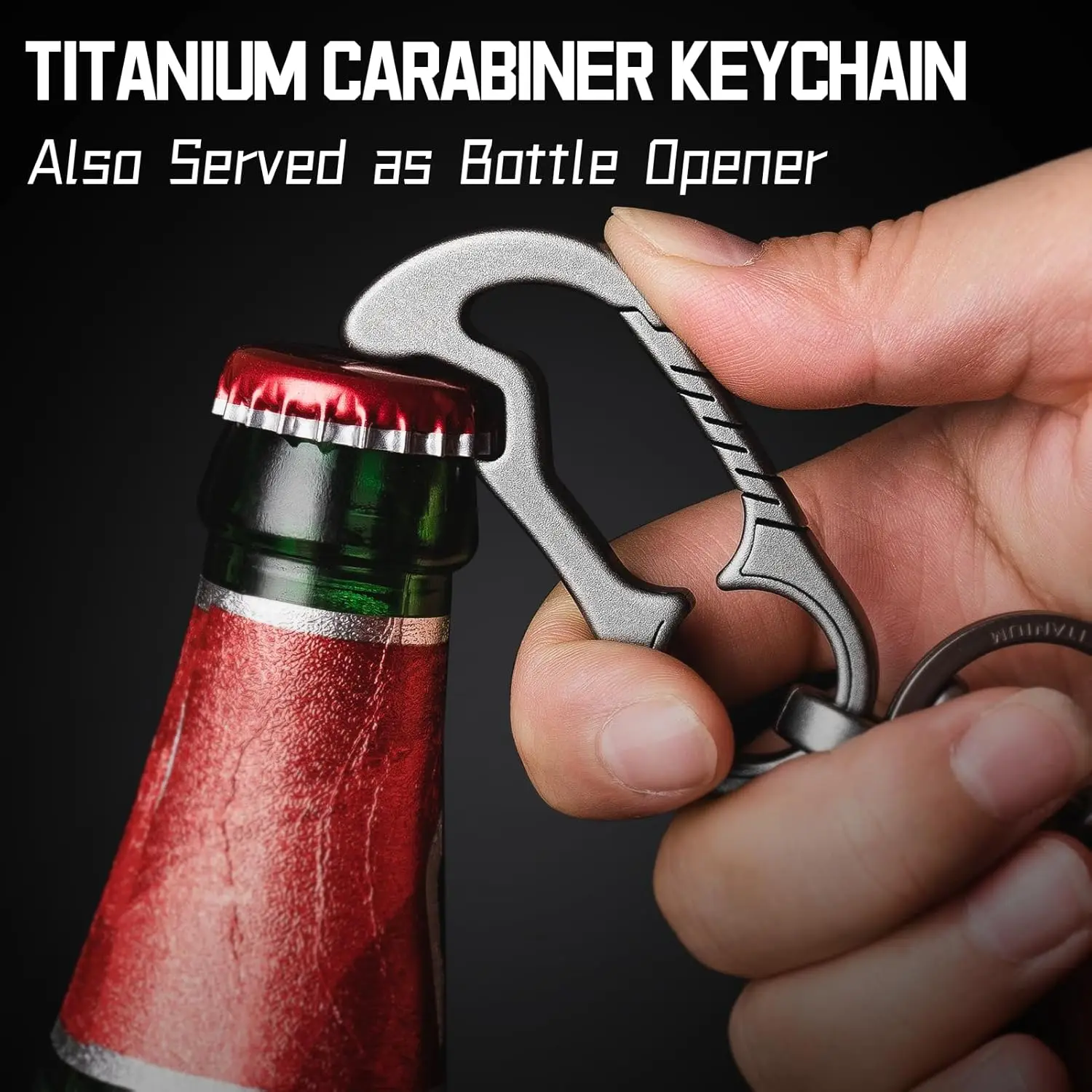 Titanium Carabiner Keychain Clip, Heavy Duty Car Keys Chain Tactical, Bottle Opener Keychain Multitool