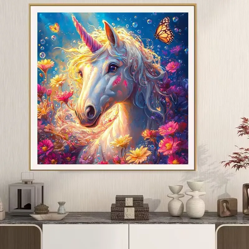 

11CT 9CT Horse Flowers Embroidery DIY Printed Kits Cross Stitch Cotton Needlework Sets Crafts With Needles