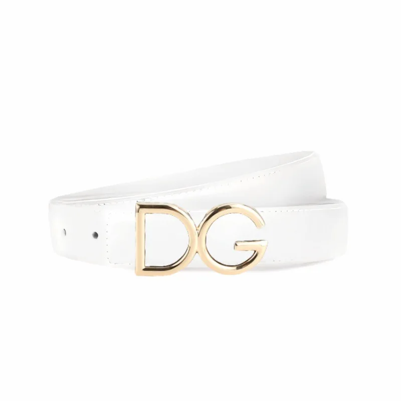 Sabuk Monogram DG Wanita Aksesori Kulit PU Unik dengan Ornamen Desainer untuk Celana Jeans dan Celana Pendek Hadiah Eksklusif