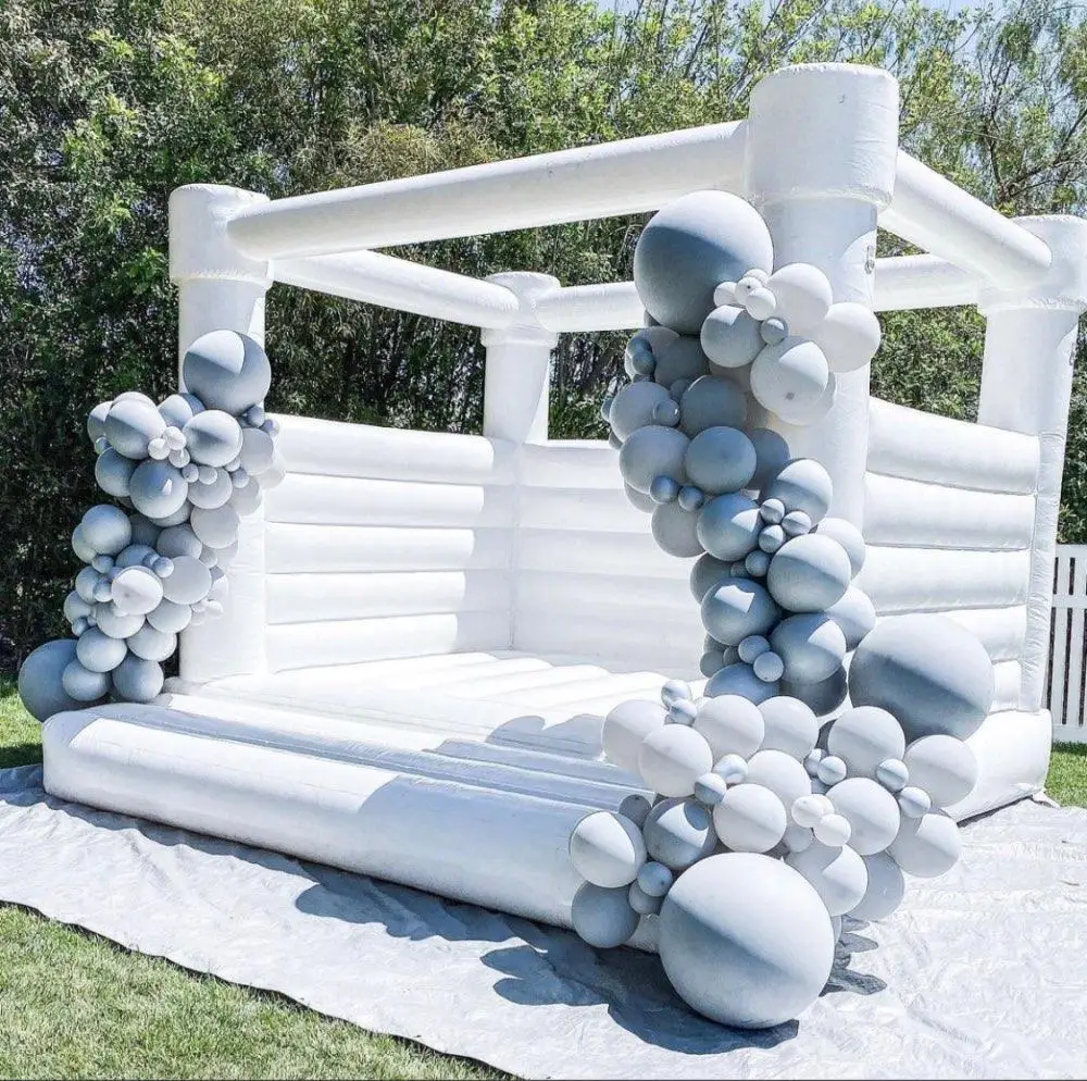 Outdoor White Bounce House Jumping Bouncer Inflatable Wedding Bouncy Castle White for Adults and Kids