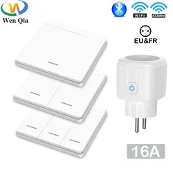 Tuya Smart Life RF 433Mhz Wireless Mini Smart Socket Switch 16A Electrical Outlet Remote EU Plug Voice Control Google Home Alexa