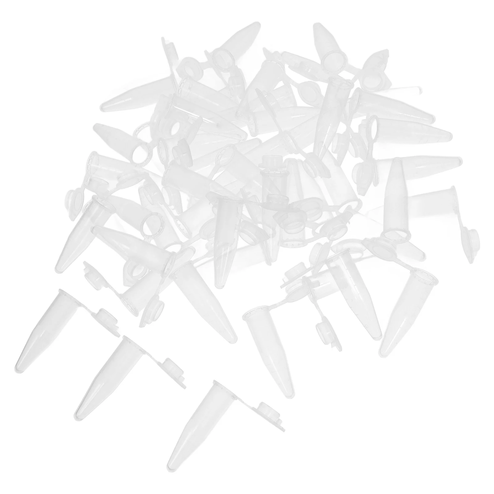 

50 Pcs Tube Sample Conical Tubes with Cap Test Lab Vials Bottom Tip Plastic Containers