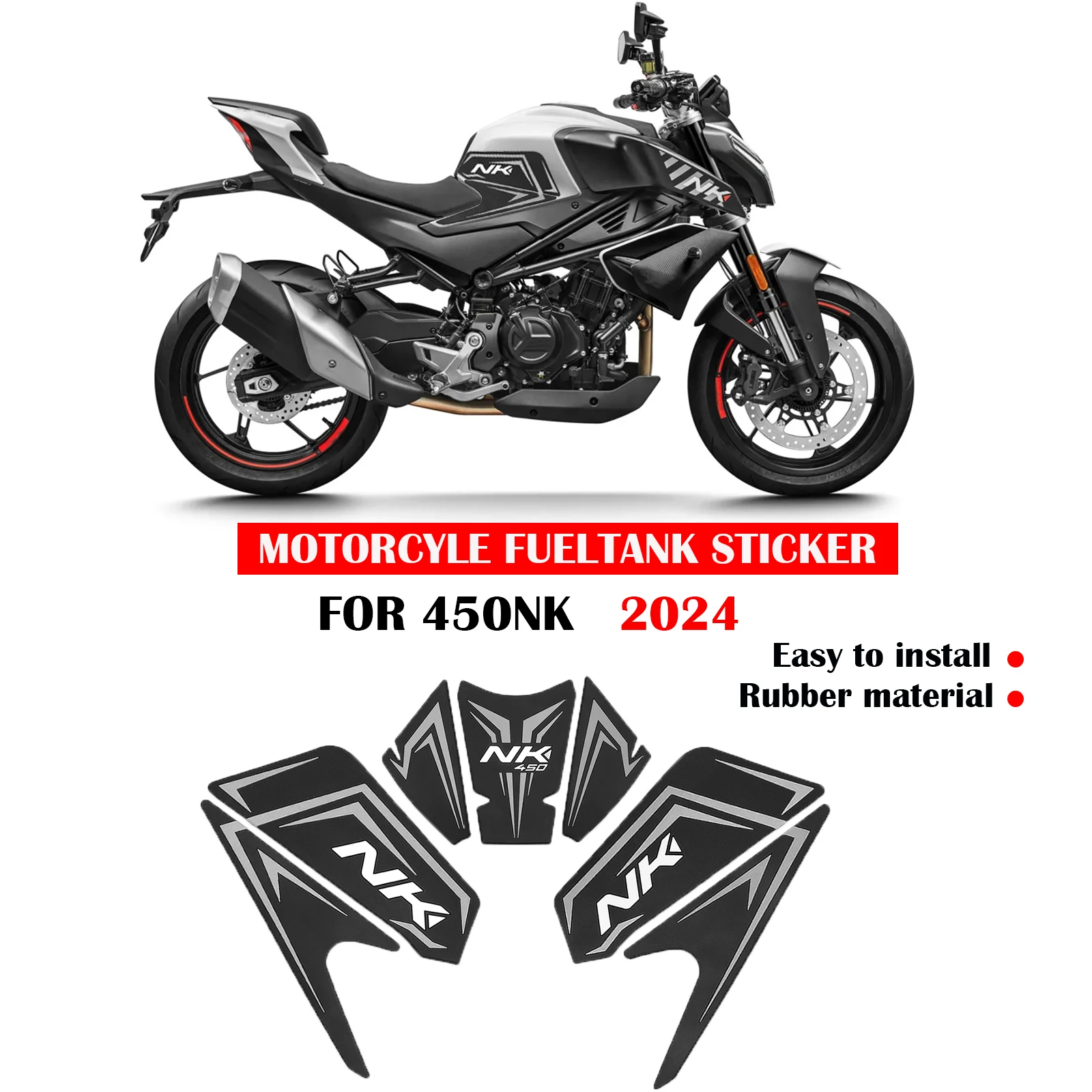 

For CFMOTO 450NK 2024 fuel tank stickers motorcycle fuel tank pads fuel tank traction pads anti-slip side fuel tank stickers