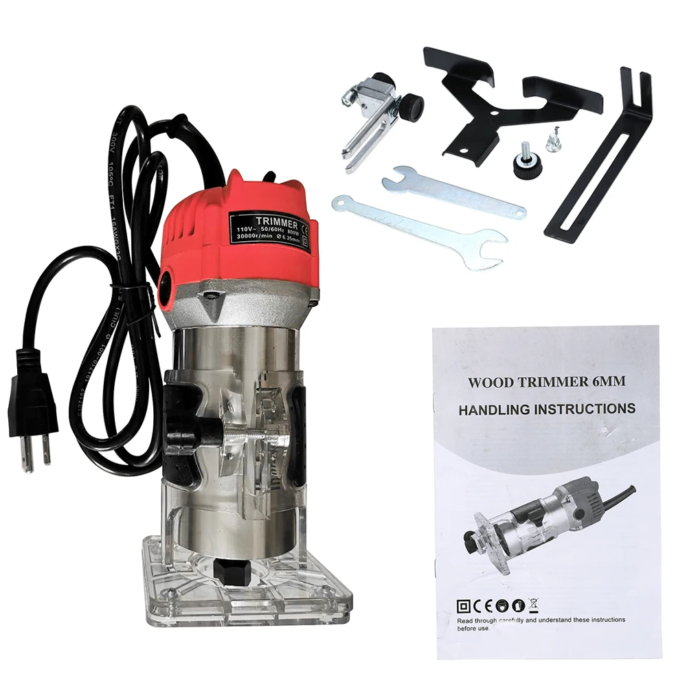 800W Milling Machine Woodworking Electric Trimmer Wood Milling Engraving Slotting Trimming Machine Carving Machine Router Wood