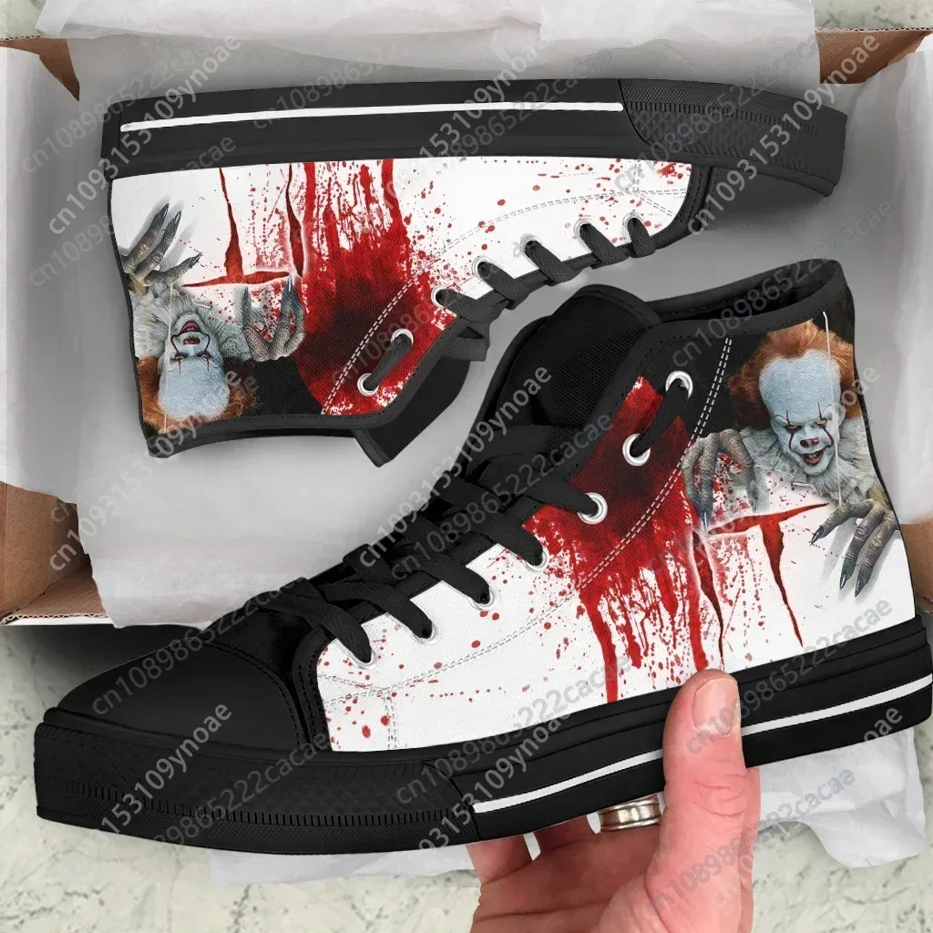 

Horror Movie It Penny Wise Clown Joker 3D Print Men's High Top Canvas Sneakers Comfort Flats Shoes Lace-up Footwear Custom Made