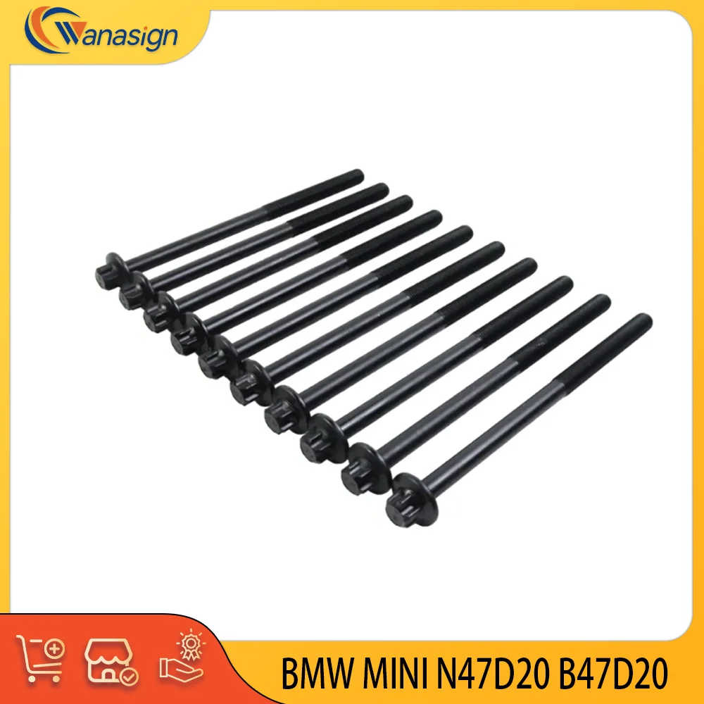 AUTO ENGINE PARTS Cylinder head Bolts Set Fit For MINI BMW 1 2 3 4 5 X1 X2 X3 X4 X5 2.0 L L4 N47D20 B47D20 2004-2024