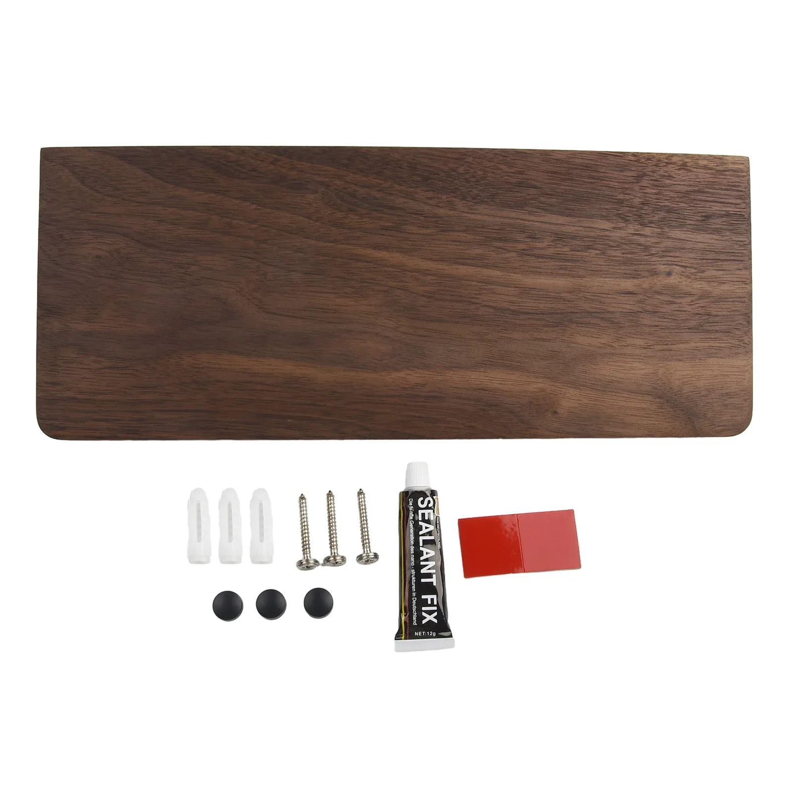 Wall mounted walnut wood shelf with mirror front Enhance your decor with this stylish and practical storage solution