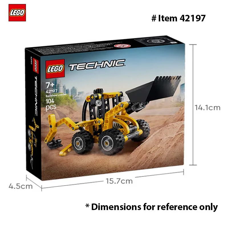 LEGO 42197 Technic graaflaadmachine bouwspeelgoed educatief cadeau-idee met bruikbare ruggraafmachine, schep en outriggers 104 stuks