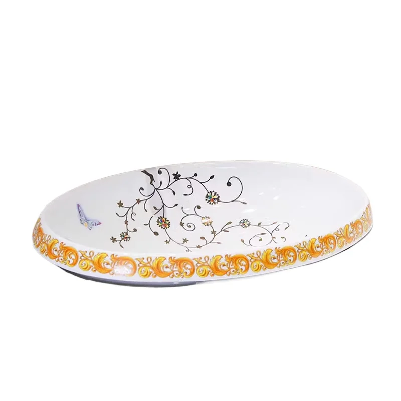 

Овальная керамическая встраиваемая столешница, умывальник, одинарная раковина, домашняя художественная настольная раковина