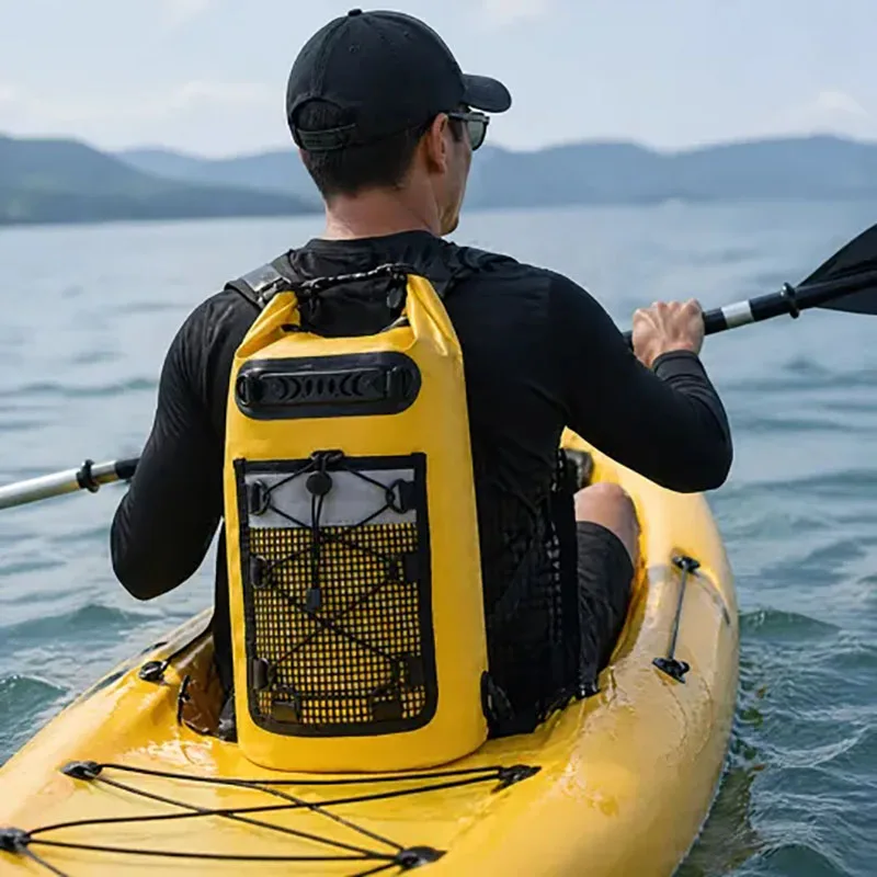 

Waterproof Dry Bag with Mesh Pocket & Adjustable Straps Beach Bucket Bag Outdoor Hiking Boating Camping & Swimming Backpack