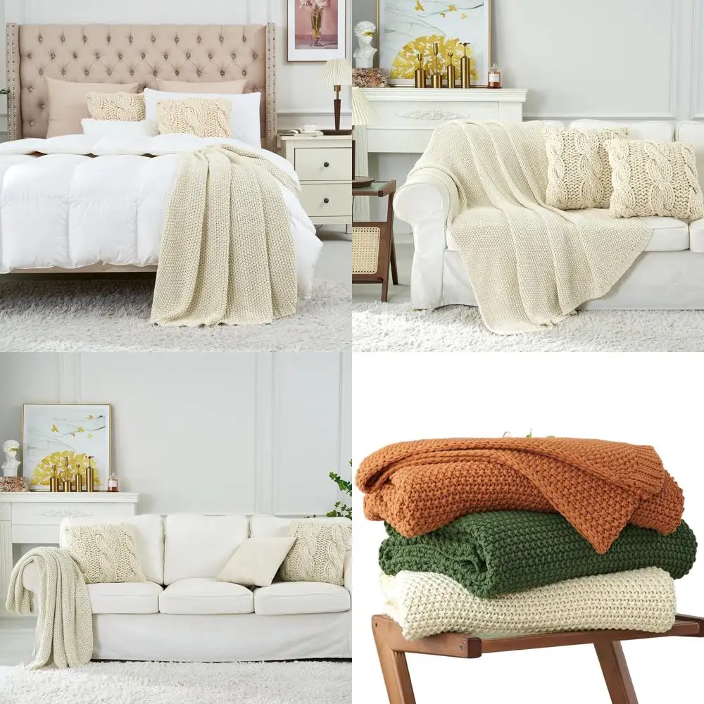 

Легкое кремовое толстое одеяло из органического хлопка, 60x80 для дивана, дивана, кровати, детской комнаты, современного стиля фермерского дома
