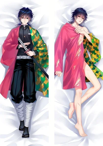 Japanese Anime Demon Slayer Agatsuma Zenitsu Dakimakura Kamado Nezuko Pillow Case Fullbody Hugging Kochou Shinobu Cushion Cover