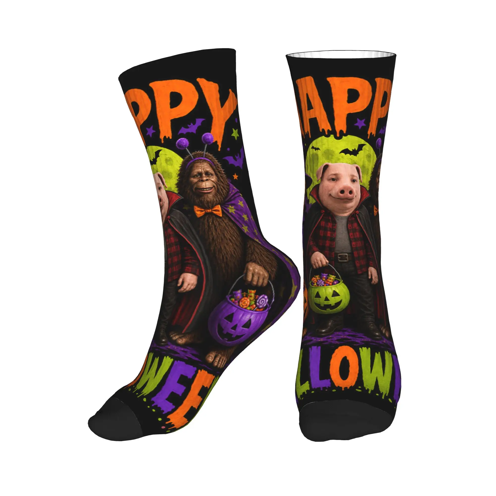 Happy Halloween Tung Tung John Pork Bigfoot Brainrot Meme Stockings Men Socks Comfortable Socks Autumn Outdoor Design Socks
