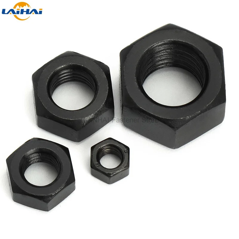 5/50pcs M1.6 M2 M2.5 M3 M3.5 M4 M5 M6 M8 M10 M12 DIN934 Black 304 Stainless Steel Hex Nut Hexagon Nut Metric Thread