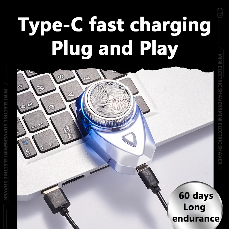 เครื่องโกนหนวดไฟฟ้าขนาดเล็กสำหรับผู้ชายขนาดพกพาล้างทำความสะอาดได้ชาร์จได้แบบพกพาไม่เจ็บ