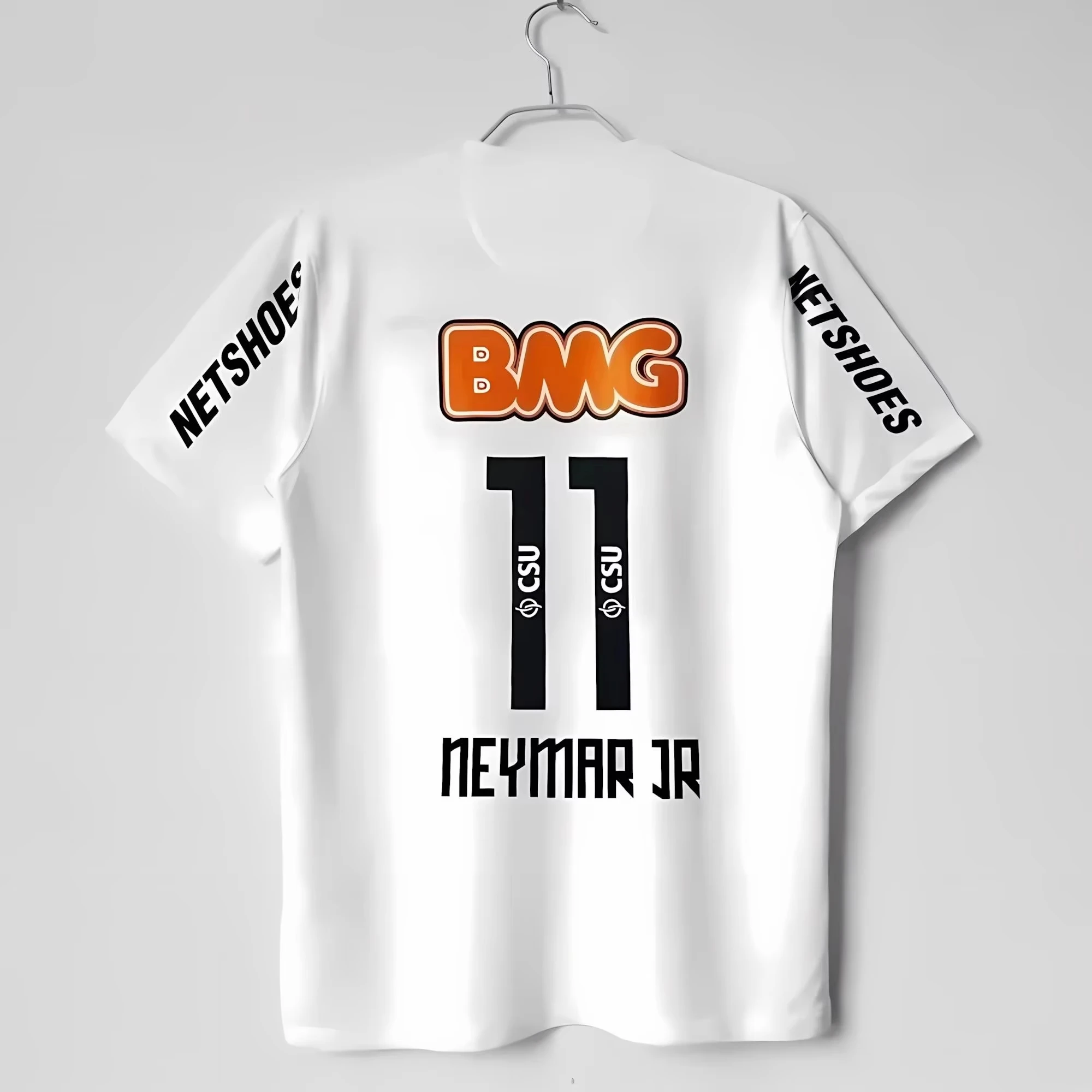 nEYmAR Retro Fußball-Trikot T-Shirt Herren 11 Nummer Spieler-Print Schwarz Kurzarm Lässiges Fußball-Fan Streetwear Tee Top
