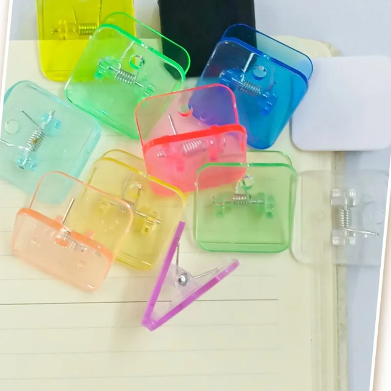 6pcs Mini Simple Cute Square Transparent Acrylic Clip Study Material Test Paper Storage Binder Clip Office Documents Paper Clamp