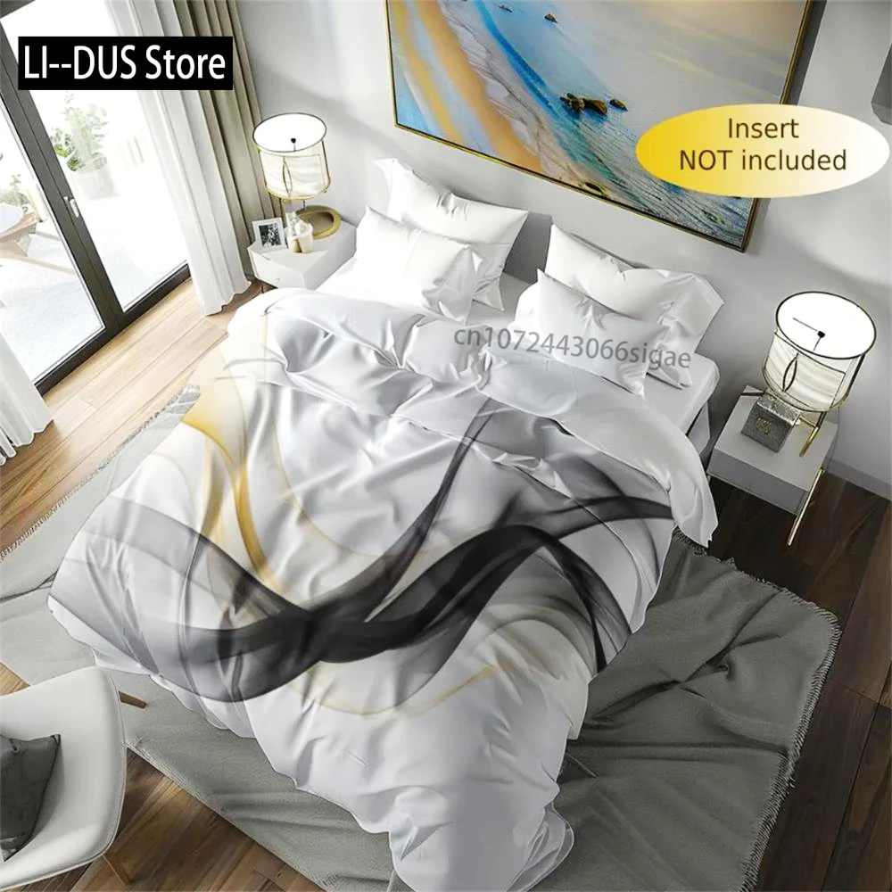 

Ribbon Beige Black Duvet Cover Ribbon Abstract Bedroom Abstract Design Duvet Cover White Modern Style Duvet Cover Glam Duvet Set
