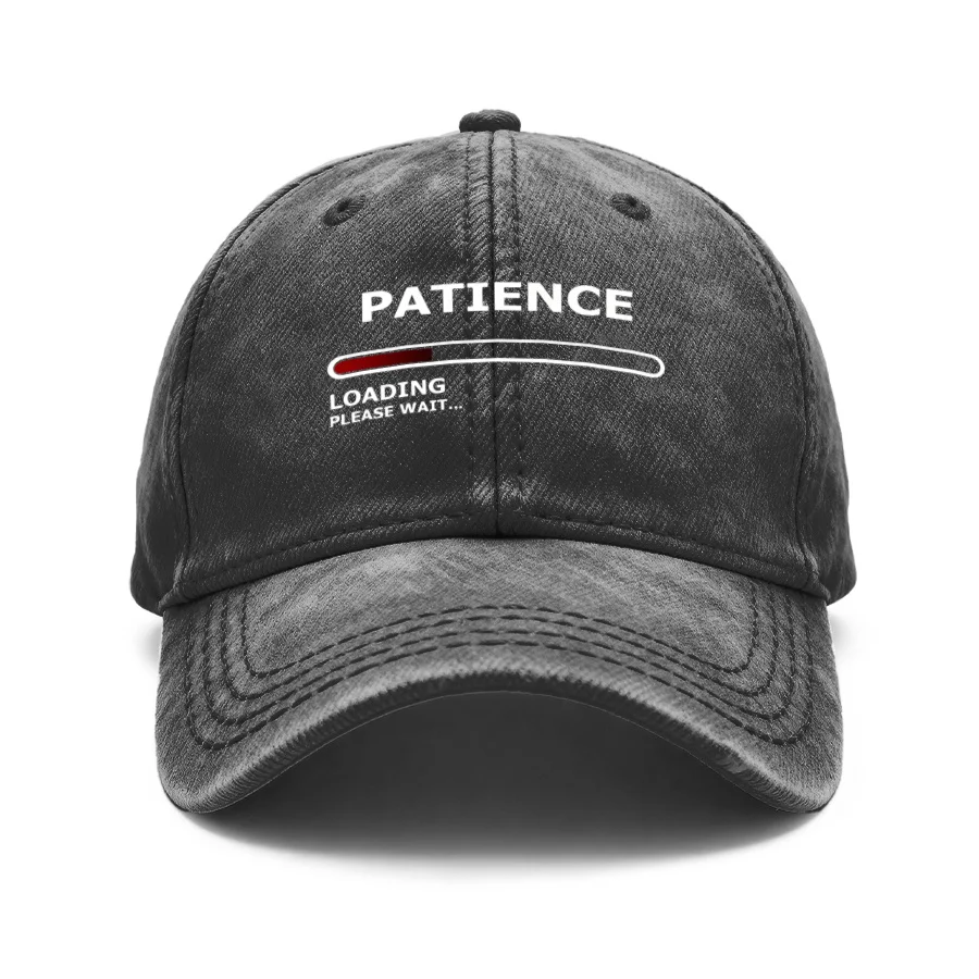 1 Vintage Washed Unisex Baseball Cap, Please Wait for the Interesting Pattern Print, Adjustable, Suitable for Outdoor Activities and Casual Wear, Gift for Men and Women, Spring, Summer, Autumn, Winter
