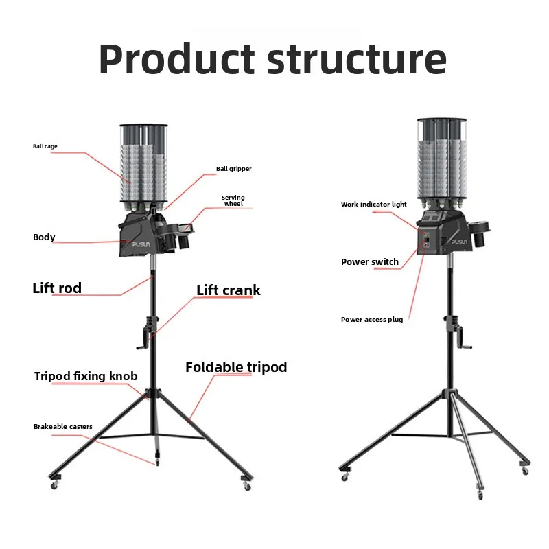 เครื่องยิงลูกแบดมินตัน PUSUN PB 6001 PRO คุณภาพสูง รองรับลูกได้มากกว่า 180 ลูก ควบคุมการฝึกซ้อมผ่านแอปพลิเคชัน