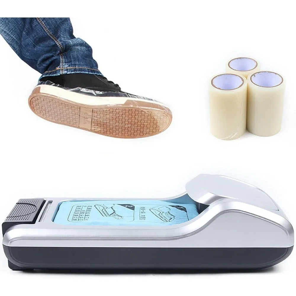 

Automatic Shoe Film Dispenser with 3 Roll Film Wrapping Machine Cover Protect Floor for Home, Office, Supermarket