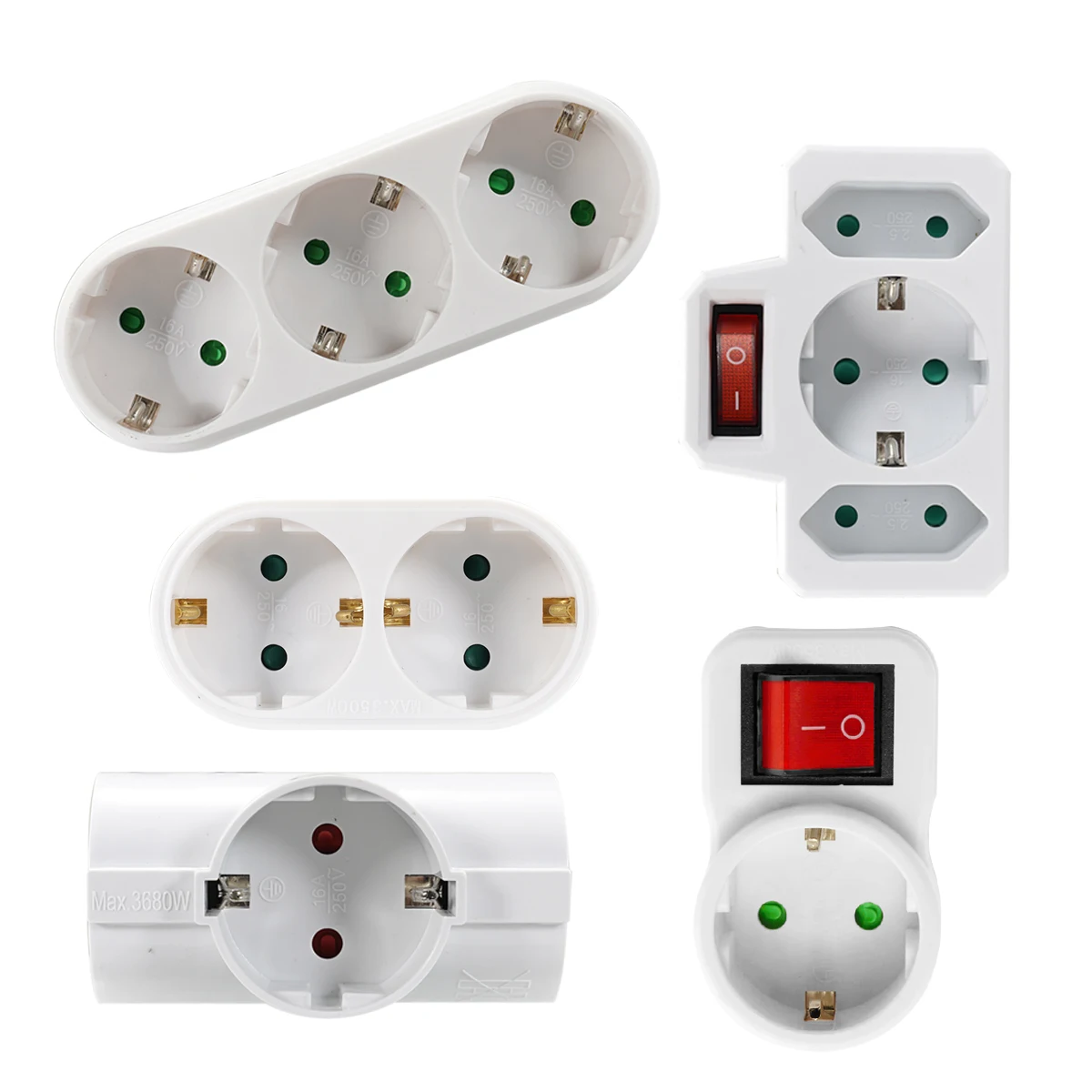 Adapter gniazda UE z włącznikiem/wyłącznikiem Standard europejski zasilacz rozszerzający Wtyczka 4,8 mm Elektryczny konwerter AC Gniazdko ścienne
