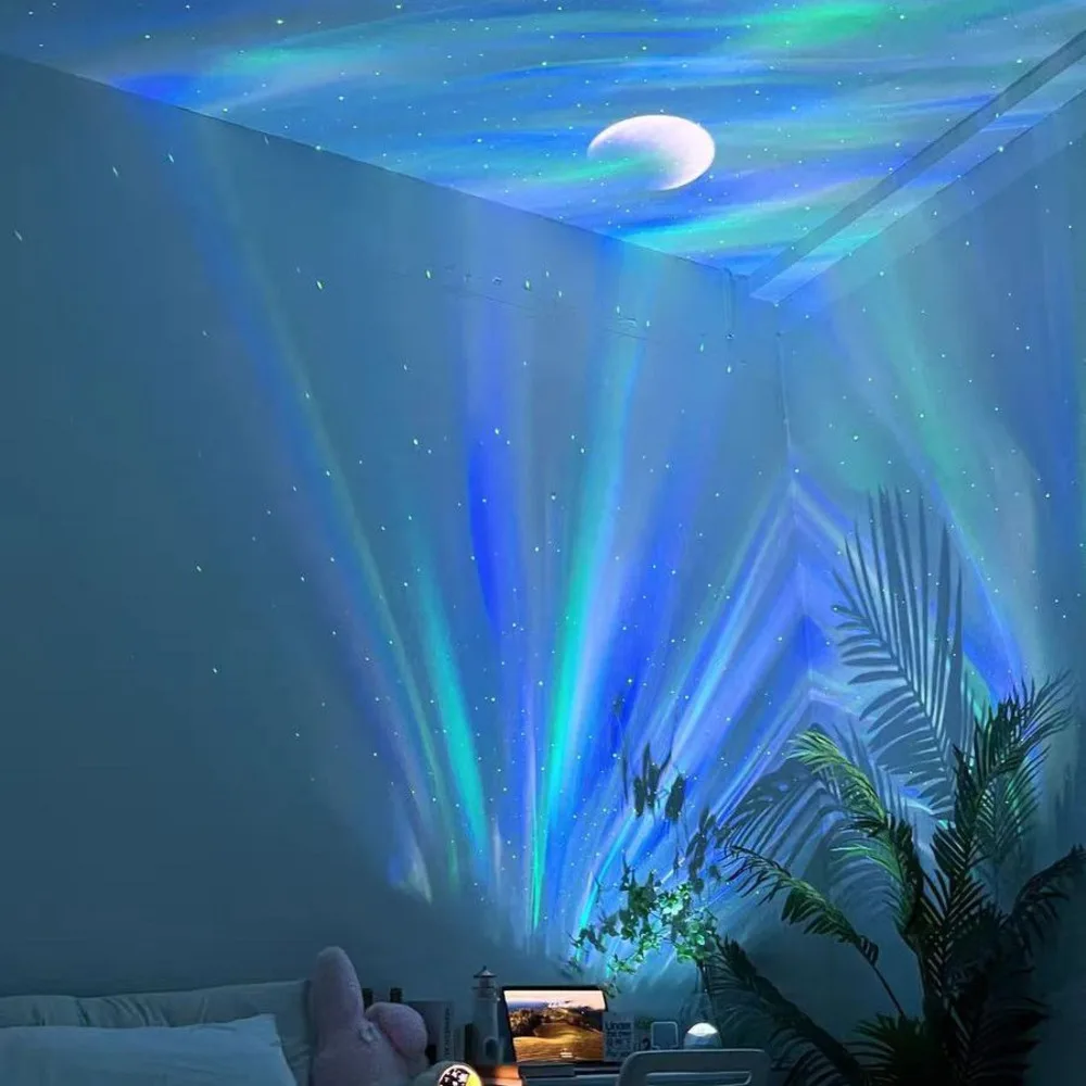 Aurora Star Projektor Nachtlicht, warme LED-Nachttischlampe für Raumdekoration, romantisches Geschenk für Weihnachten, Geburtstag, Valentinstag