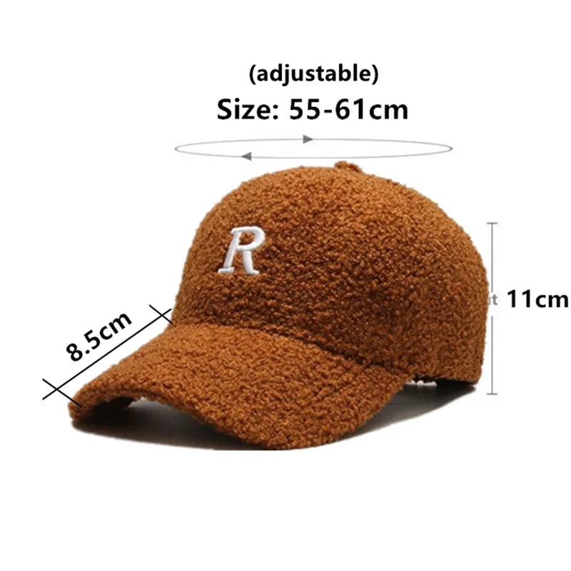 Free Shipping Winter Women's Hats Lambhair Warm Baseball Cap Letter Embroidery Sports Cap Golf Hat Adjustable Size Party Caps