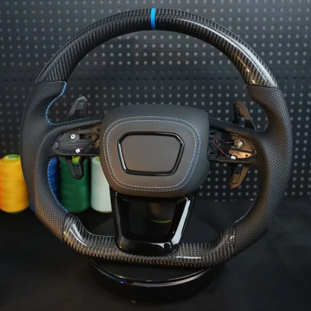 Custom Perforated Leather Carbon Fiber Steeringwheel for Audi Q3 Q5 Q7 Q8 RSQ3 RSQ5 RSQ7 With or Without Paddle Hole