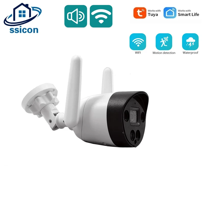 

Outdoor Tuya WIFI IP Camera 1080P Color Night Vision Two Ways AUDIO Waterproof 2MP Bullet Security Camera