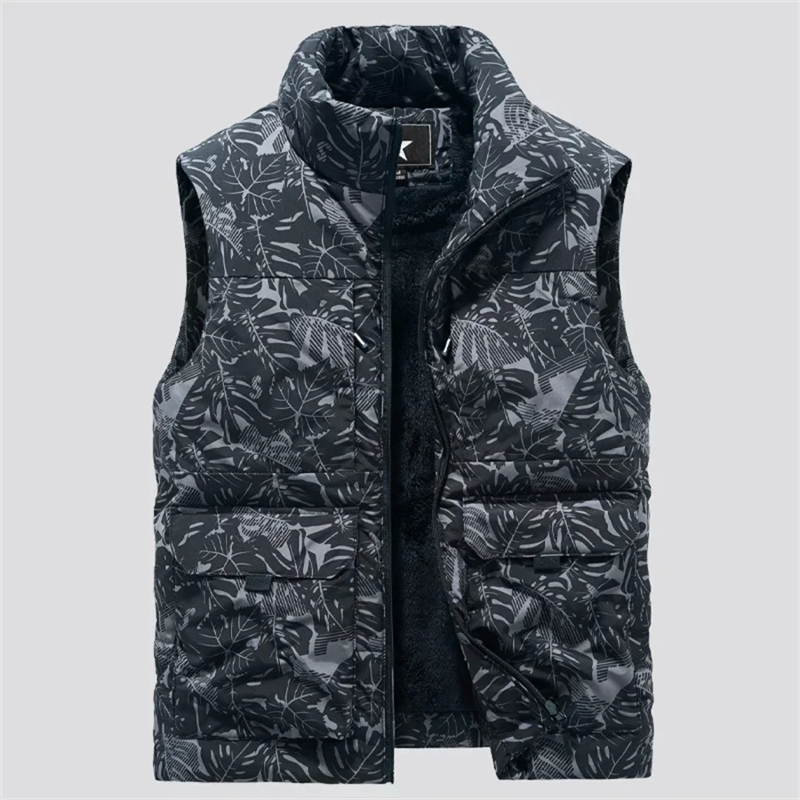 New Reversible Sleeveless Jacket Men's Vest Coat Winter Waistcoat Thick Warm Fleece Workwear Tops Cargo Vest Windbreaker