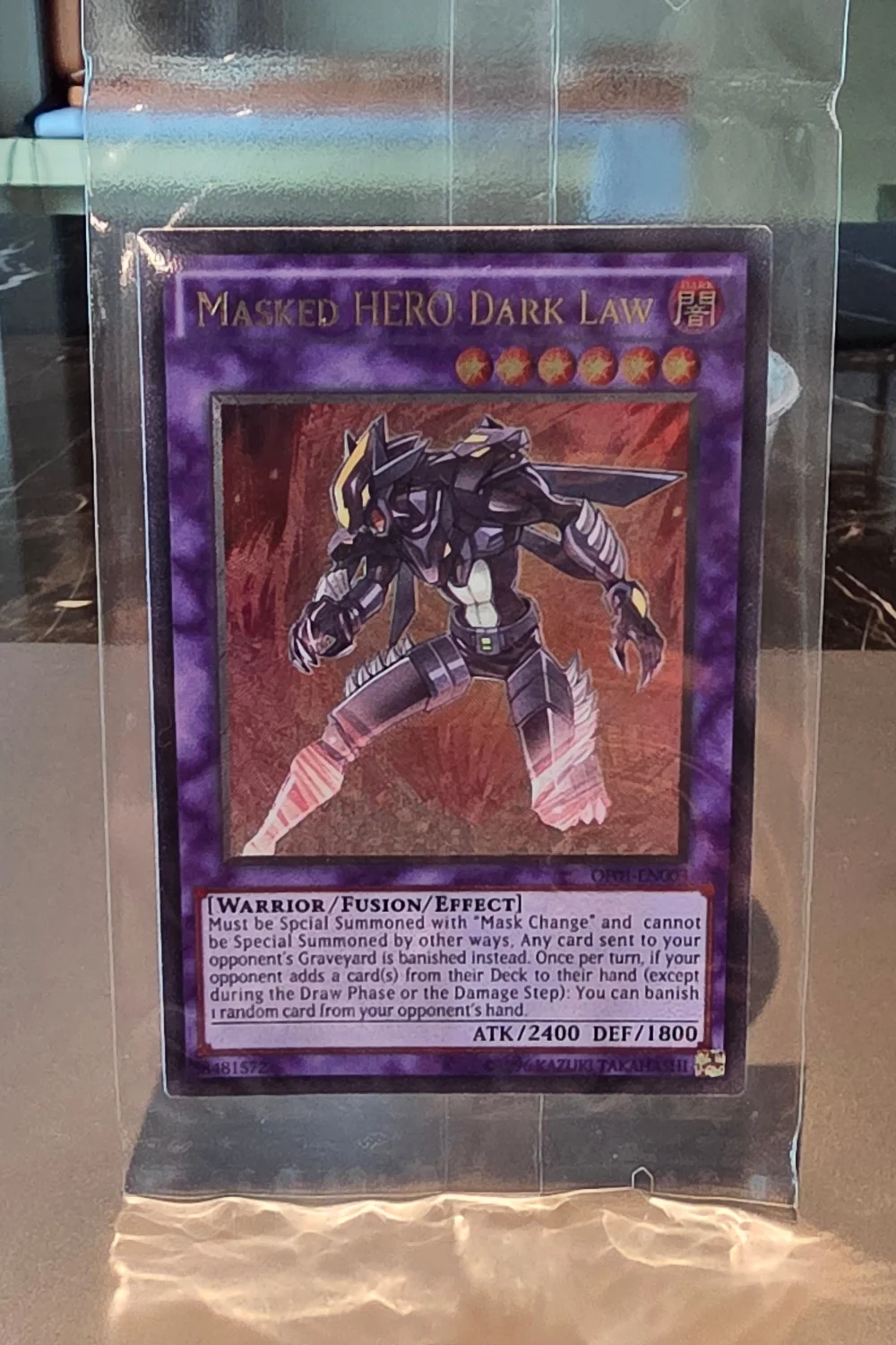 Yu‑Gi‑Oh! DIY Custom Masked HERO Dark Law Secret Rare Card, PSA‑Style Graded Slab Optional, Support Picture Customization diy