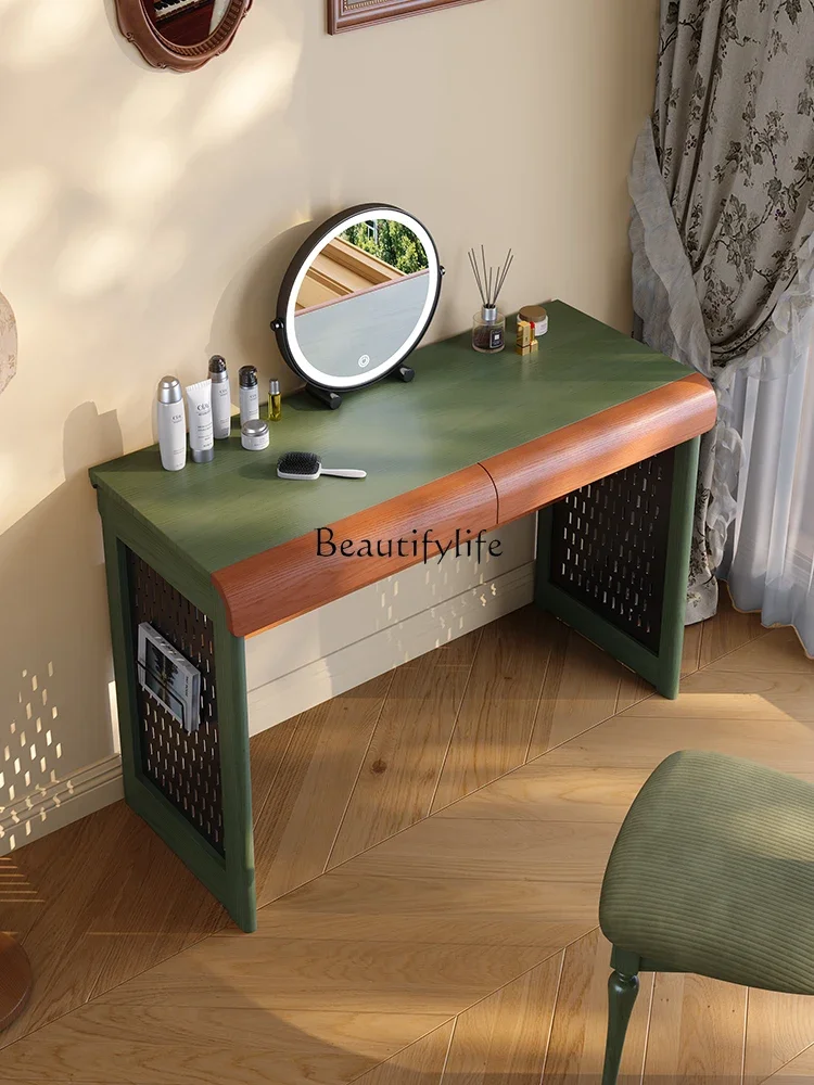 

yj32 Solid wood dresser desk integrated French retro style ash wood dresser