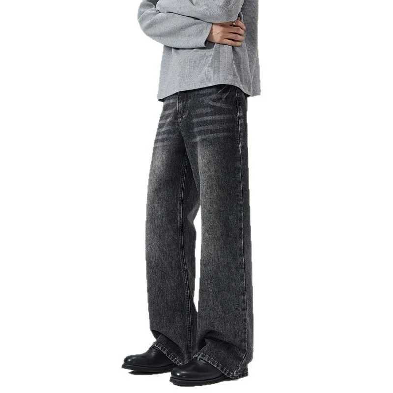 N40 อเมริกันSimple High Street Retroแนวโน้มหลวมAll-Match Casual Old-fashioned Casual High-Profileตรงกางเกงยีนส์สําหรับชาย