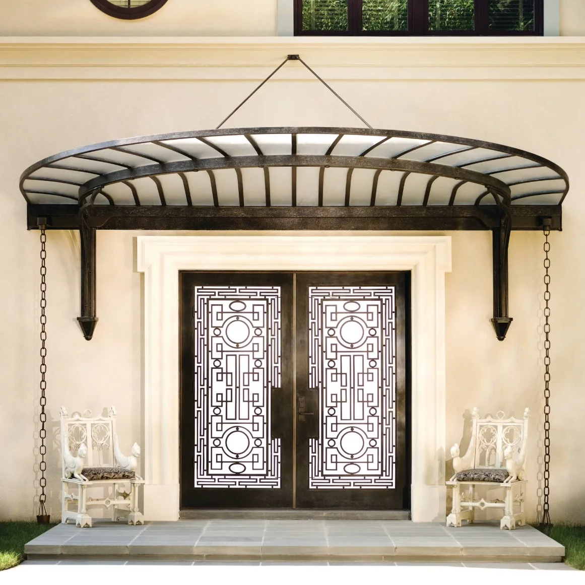 Outdoor arched canopy, household rainproof balcony, curved door head, courtyard, sun awning, sun shading and rain
