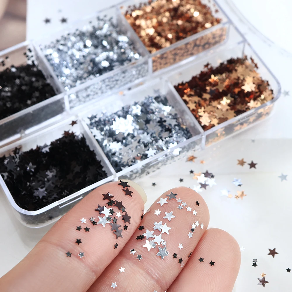 

Shiny Mini Stars Flake Epoxy Resin Filling 1mm 3mm Five-pointed Star Sequins Resin Shaker Mold Filler DIY Crafts Pendent Making