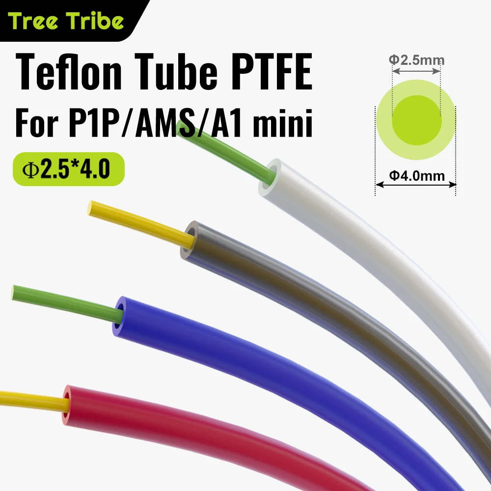

TreeTribe 2.5x4mm PTFE TUBE Teflonto For Bambu Lab for BMUC AMS ID2.5mm OD4mm 1.75mm Filament Hotend Extruder