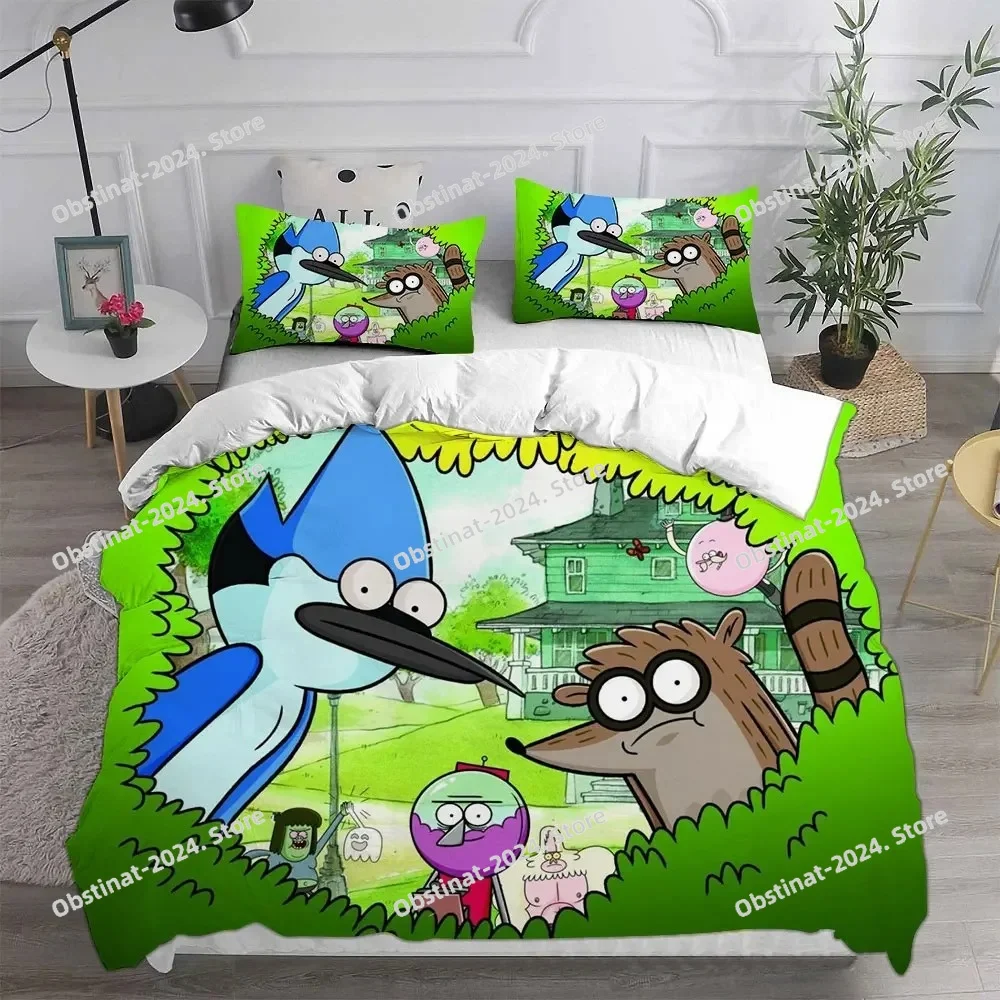 

Cartoon Regular Show Anime Print Bedding Sets Comforter Quilt Bed Cover Duvet Cover Pillow Case 3 Pieces Sets Kids Adult Size