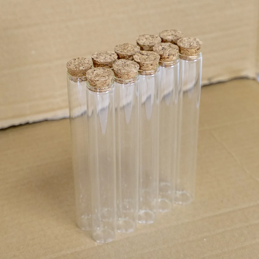 

50PCS 22X150mm 40ml Wholesale Glass Bottles Test Tube Cork Stopper Mini Clear Bottle Container Seal Liquid Jars Tiny Food Grade